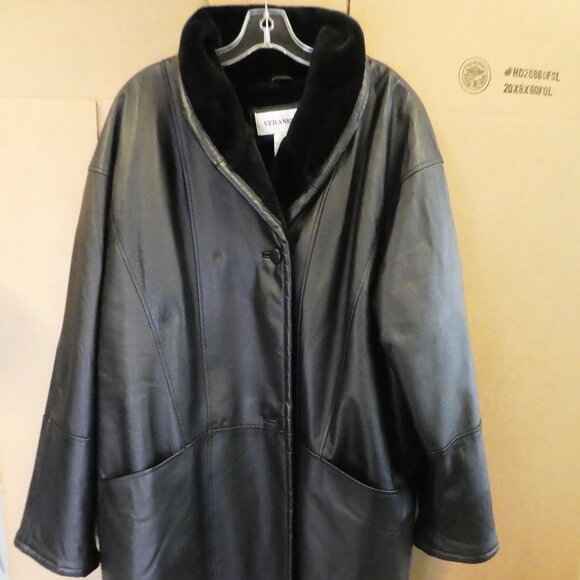 Veranesi Genuine Leather Coat – Distressed, Buttons Loose, As-Is - Picture 1 of 12